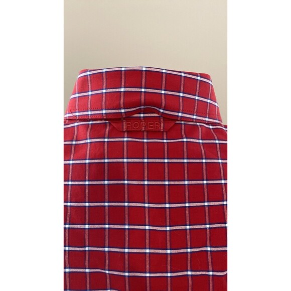 Roper Western Shirt Men’s L Red  Blue Plaid Lightweight Button Down Rodeo NWTS - Picture 7 of 12